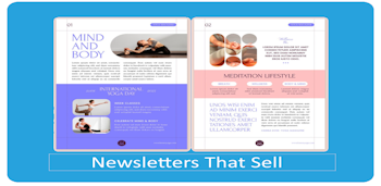 Email newsletter layout with CTA buttons